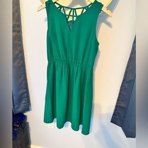 Green geometric cut out dress